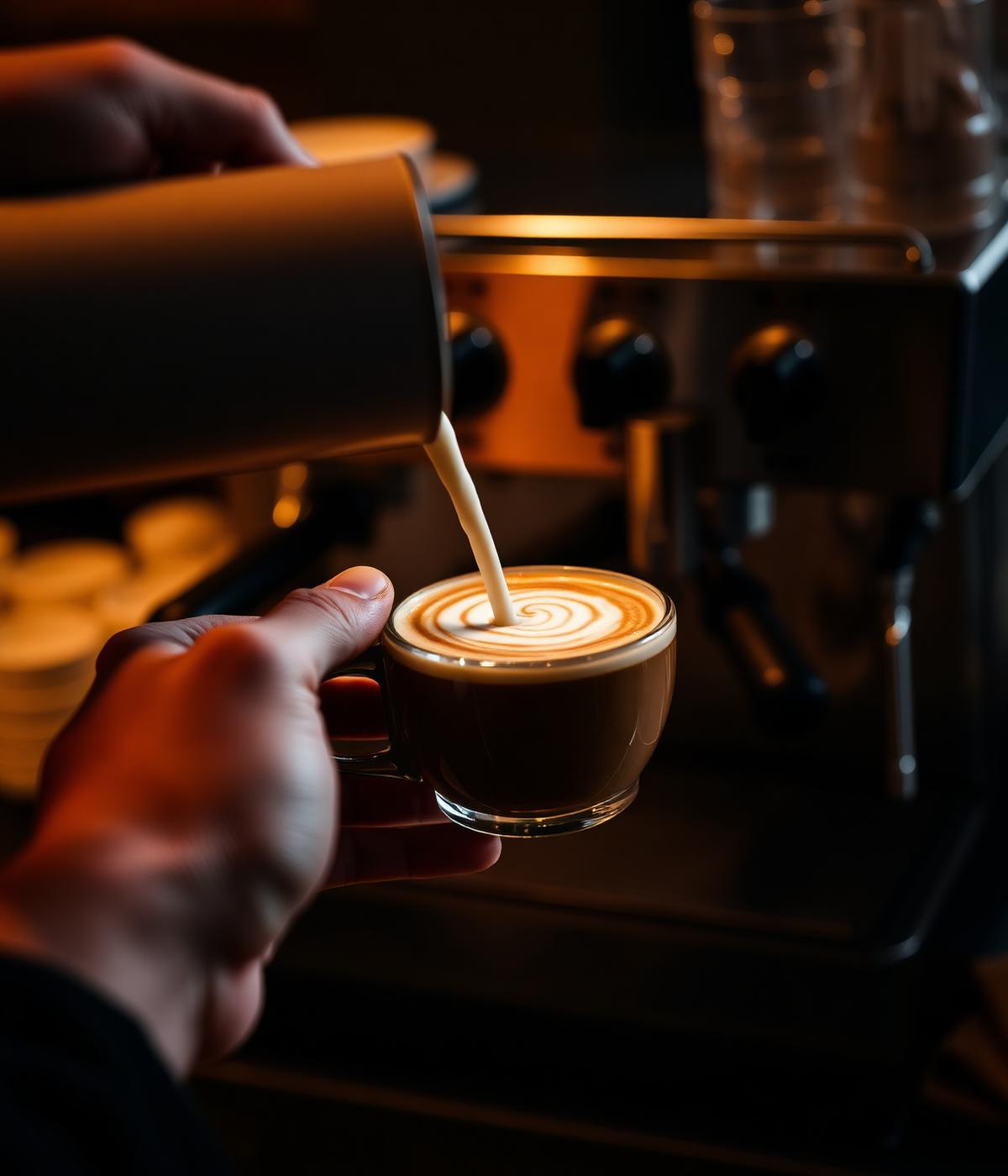 Barista pouring latte art
